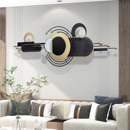 ERMOFAV Large Modern Metal Wall Art for Living Room,Black 58×18 in - style: Abstract Art