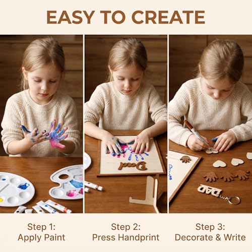 10" Best Dad Ever Hands Down DIY Frame Hand Print Kits, Personalized Father Day Craft for Dad from Kids, Family Handprint Keepsake for Daddy, Papa from Son Daughter - color: Black