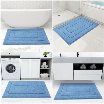 Buganda Microfiber Bathroom Rugs 30x20, Soft Shaggy Absorbent Bath Rugs - color: Blue, size: 30" X 20"