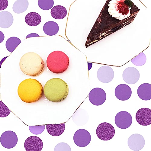 300pcs Glitter Purple Lavender White Confetti Graduation 2026 Gender Reveal Table Confetti Bridal Baby Shower Wedding Christmas Birthday Party Decoration Paper Dot Lasting Surprise - color: Purple Lavender White