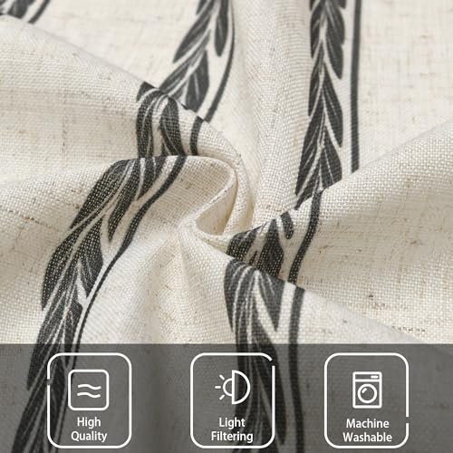 JIUZHEN 52x18 Inch Kitchen Valance - Thick Textured Linen Striped Window Valance Curtain with 3" Rod Pocket, Wheat Stripe Grey (1 Panel) - color: Wheat Stripe Grey, size: 52"W x 18"L (Pack of 1)