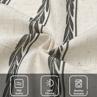 JIUZHEN 52x18 Inch Kitchen Valance - Thick Textured Linen Striped Window Valance Curtain with 3" Rod Pocket, Wheat Stripe Grey (1 Panel) - color: Wheat Stripe Grey, size: 52"W x 18"L (Pack of 1)