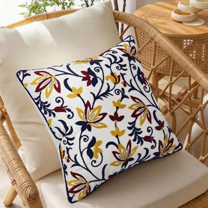 Paisley Floral Embroidered Pillow Covers 18x18 Inch Set of 1 - color: Paisley Garden