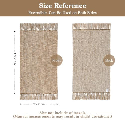 Collive 2' x 4.3' Boho Kitchen Runner Rug, Tan/Cream Washable Bathroom Rug - color: Tan/Cream, size: 2' x 4.3' (Rectangular)