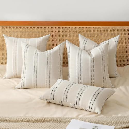 Hckot Stripe Throw Pillow Covers 12x24 Lumbar Navy Blue Pillow Covers - color: Grey, size: 24" x 12" (Pack of 2)