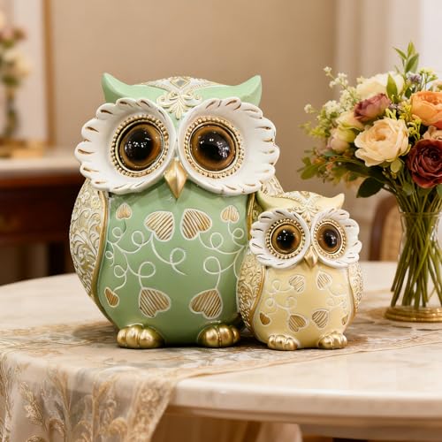 Baitiane Owl Statues Home Decor, Owls Figurine Decoration for Table - color: Colorful
