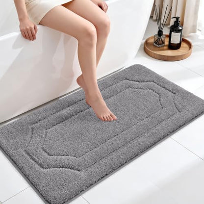 BEQHAUSE Bathroom Rugs Non Slip Bath Mat Soft Absorbent, 24"x48", Grey - color: Grey, size: 2' x 4' (Rectangular)