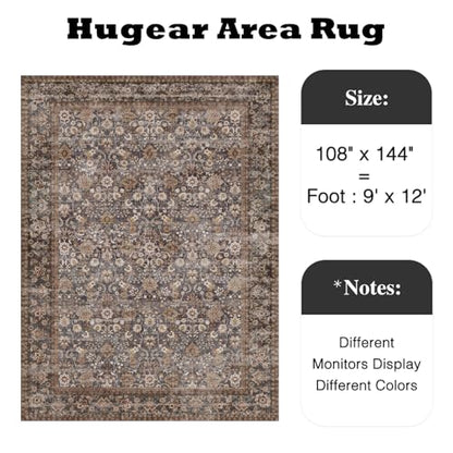 HUGEAR 22.9x30.5cm(9x12인치) 브라운 블루 빈티지 꽃무늬 세탁 가능한 - color: 플로럴 | 브라운/블루, size: 9' x 12' (Rectangular)