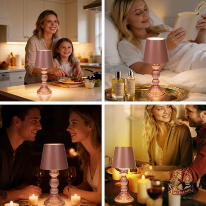 MJ PREMIER Small Rechargeable Lamp, Wireless Lamp, Battery Operated Lamps - color: Pink