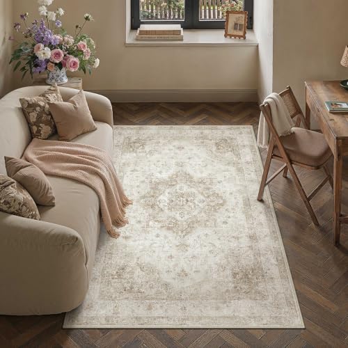 3x5 Beige Neutral Area Rug - color: Farmhouse | Beige, size: 3' x 5' (Rectangular)