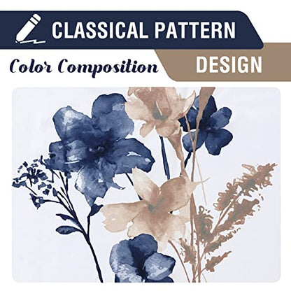 H.VERSAILTEX 100% Blackout Curtains 63 Inches for Kitchen, Navy/Taupe - color: Navy/Taupe, size: 52"W x 63"L (Pack of 2)
