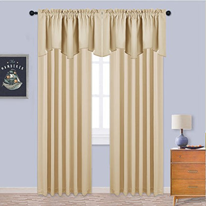 NICETOWN 2 Panels Biscotti Beige Kitchen Valances for Windows, 42W x 18L - color: Biscotti Beige, size: 42"W x 18"L (Pack of 2)