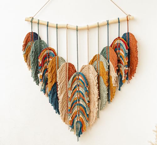 Boho Wall Decor - Large Macrame Wall Hanging - color: Orange,green, Pecock, Mustard, Begie