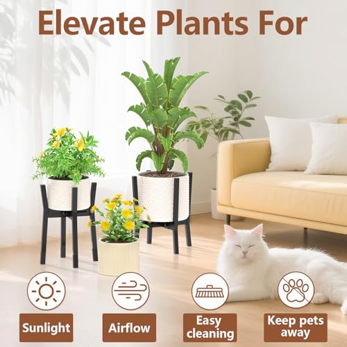 LASZOLA Plant Stand Flower Pot Holder Indoor Adjustable, Metal Black - color: 1 Pack Metal Black