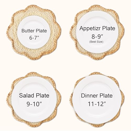 6pc Sunflower Rattan Placemat Set, Woven Boho Table Mats, Natural - color: Beige-set of 6