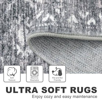 KILOCOCO Hallway Runner 3x10 ft Washable Runner Rug Non Slip, Grey - color: Grey, size: 3' x 10' (Runner)