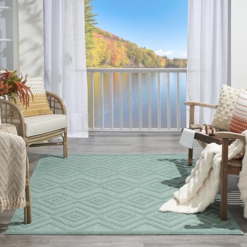 Nourison Home Versatile Aqua Teal 6' x 9' Area Rug - Easy Clean, Non Shedding, Bed Room, Living Room, Dining Room, Kitchen (6' x 9') - color: Aqua Teal, size: 6' x 9' (Rectangular)