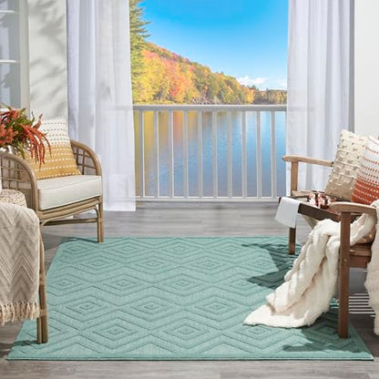 Nourison Home Versatile Aqua Teal 6' x 9' Area Rug - Easy Clean, Non Shedding, Bed Room, Living Room, Dining Room, Kitchen (6' x 9') - color: Aqua Teal, size: 6' x 9' (Rectangular)