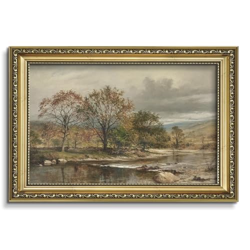 AIMAILON Sanskrit Gold Frame Autumn Tree Pattern, Retro Plant Art 12x18 - color: Golden Autumn Landscape, size: 18"L x 12"W