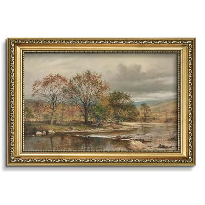 AIMAILON Sanskrit Gold Frame Autumn Tree Pattern, Retro Plant Art 12x18 - color: Golden Autumn Landscape, size: 18"L x 12"W