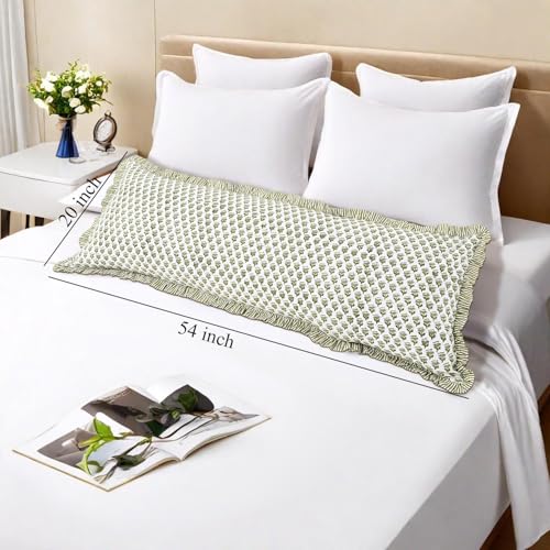 CPC Emerald Green Block Print Ruffle Sham Pillow Cover 20x54 Inch Pack of 1 - color: Emerald Green, size: 54" x 20" (Pack of 1)