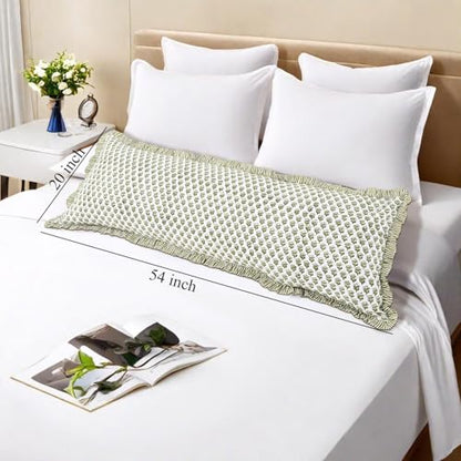 CPC Emerald Green Block Print Ruffle Sham Pillow Cover 20x54 Inch Pack of 1 - color: Emerald Green, size: 54" x 20" (Pack of 1)