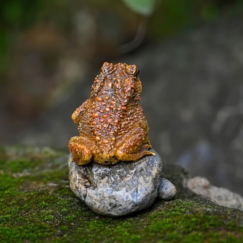 Lifelike Resin Toad Figurine - Hand-Sized 3.5"x2.2"x2.8" Frog Garden Decor, Weatherproof Outdoor Statue for Patio & Yard