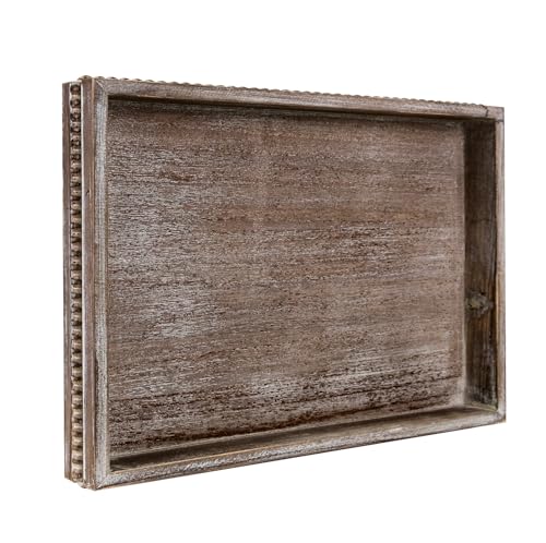 MAONAME Rectangular Wood Serving Tray, Vintage Brown Farmhouse Wood Tray - color: Vintage Brown, size: 15.8" x 11.8" x 1.6"