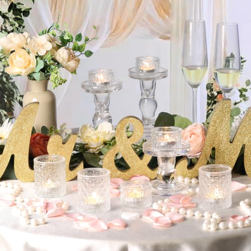 36 Pack Glass Tealight Candle Holders - Diamond Facet Votive Candle Holders for Wedding Centerpieces, Fall & Christmas Party Decor, Elegant Clear Bulk Tea Light Holders for Table Setting & Events - color: Clear