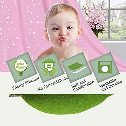 H.VERSAILTEX Blackout Star Curtains for Kids Room Boys Girls Twinkle Silver Stars Full Light Blocking Cute Thick Soft Curtain Drapes, Grommet Top, 2 Panels, 52" W x 63" L, Pink - color: Glitter Stars in Pink Base, size: 52"W x 63"L (Pack of 2)