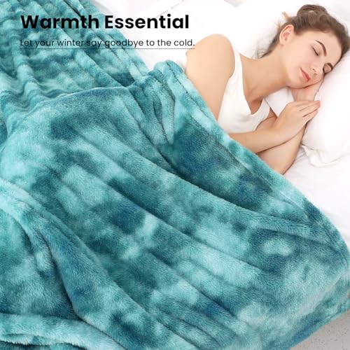 Plush Throw Blanket, Luxury Cozy Fleece Microfiber Cover for Sofa, Couch, Bed Styling, Soft Warm Lightweight Comfort Blanket, Modern Home Decor, Travel Camping Gifts - color: Lightblue Tie Dye Blanket, size: Size 40" x 50"(100 x 130 cm)