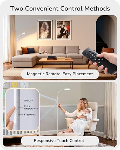 EDISHINE Gooseneck Floor Lamp 1300LM LED Floor Lamps for Living Room White - color: White