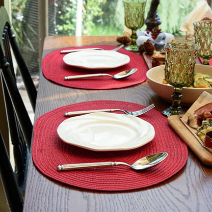 Placemats Set of 8, Woven Oval Braided Dining Table Mats(Red) - color: Red, size: 8 pcs