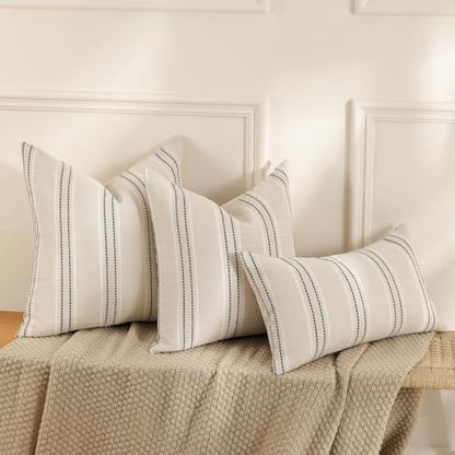 Hckot Throw Pillow Covers 22x22 Set of 2 Striped Pillow Covers Grey - color: Grey, size: 22" x 22" (Pack of 2)