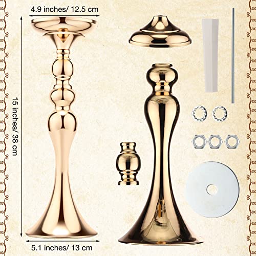 Sadnyy 16 Pcs Gold Metal Flower Vase, 15 Inch Wedding Table Centerpieces - color: Gold, size: 15 Inch