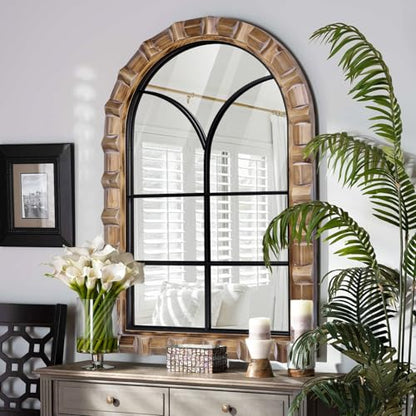 36x24 Inch Arched Window Pane Wall Mirror - color: E - Window - 36x24 in