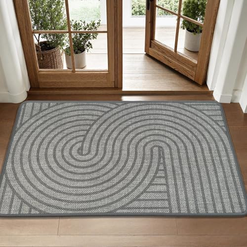HDFK Geometric Front Door Mat Grey 47x31inches Non-Slip Low-Profile Indoor - color: Grey, size: 47"x31"