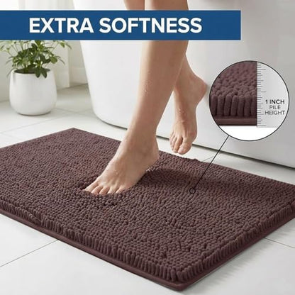 Bathroom Rugs Sets 2 Piece,Super Absorbent Chenille Bath Mats and U-Shaped Toilet Rug,Strong PVC Non Slip Backing,Microfiber Washable Dry Quickly Bath Mats for Bathroom(20"x32"+20"x20"U, Coffee) - color: Coffee