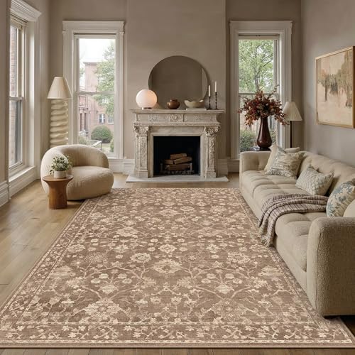 HUGEAR 8x10 Brown Neutral Area Rugs Washable Rug Carpet - color: Brown, size: 8' x 10' (Rectangular)