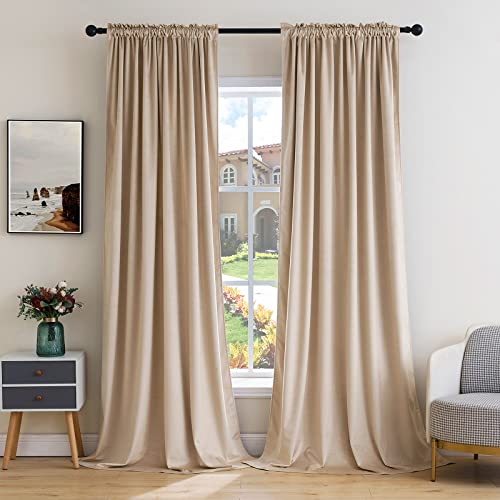 MIULEE Camel Beige Blackout Velvet Curtains Drapes 72 Inch Long 52"x72" - color: Camel Beige, size: 52"W x 72"L (Pack of 2)