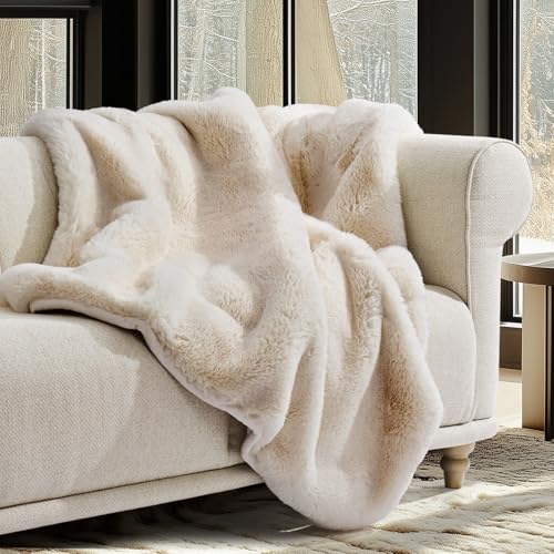 EverGrace Faux Chinchilla Fur Throw Blanket, 60"x80", Arctic White - color: Arctic White, size: 60"x80"