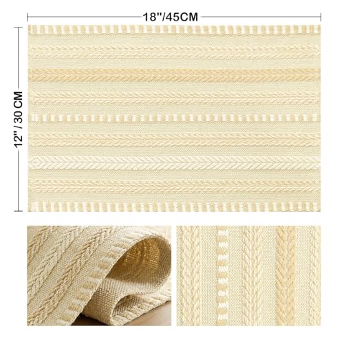 Artoid Mode Burlap Brown Woven Braided Stripe Placemats Set of 6-12x18 Inch - color: Burlap Brown, size: 12" x 18", 6 Pcs