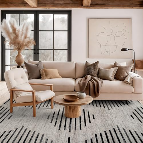 Rugshop Contemporary Abstract Area Rug for Living Room Cream 5' x 7' - size: 5' x 7' (Rectangular)