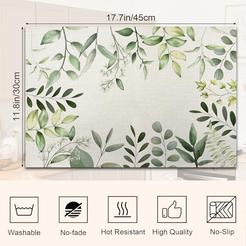 Eucalyptus Farmhouse Placemats Set of 4, Washable Fabric Table Mats - style: Plant 1