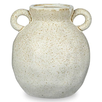 White Flower Ceramic Vase Rustic Ceramic Farmhouse Floral Vase 8.2 Inch - size: 8 inches