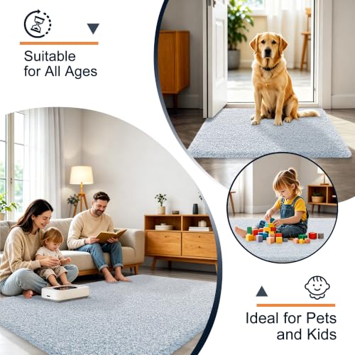 OLANLY Microfiber Bathroom Rugs 24x16, Quick Dry Mat, Airy Blue and White - color: Airy Blue and White, size: 24" X 16"