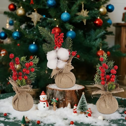 winemana 6 Pcs Mini Christmas Tree Table Decorations Office Holiday Decor - size: 8in