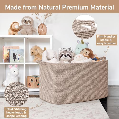 Goodpick 105L Extra Large Woven Rope Blanket Basket, Rectangle, Brown - color: Brown, size: XX-Large(25"L x 16"W x 16"H)