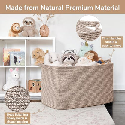 Goodpick 105L Extra Large Woven Rope Blanket Basket, Rectangle, Brown - color: Brown, size: XX-Large(25"L x 16"W x 16"H)