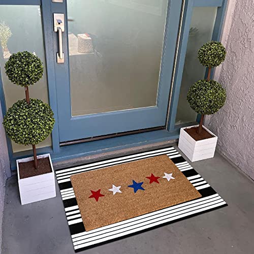 LEEVAN 2'X3' Black and White Striped Woven Cotton Reversible Outdoor Rug - color: Black Strip, size: 2' x 3'